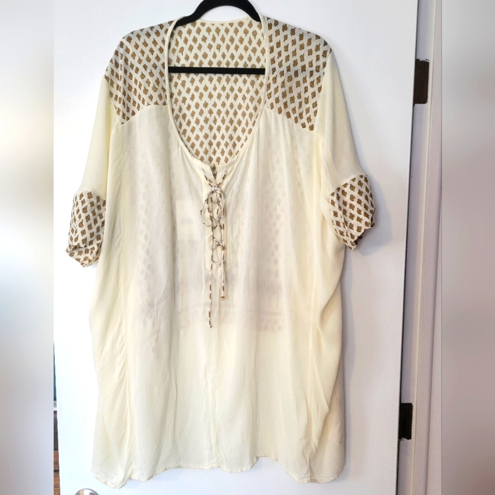 Free People Oversized Gauzy Flowy Tunic Top X Small/Small NWT